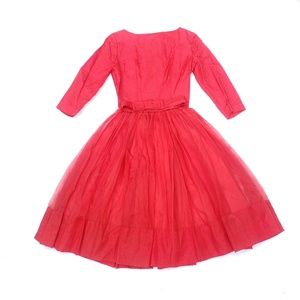 VINTAGE Red 1950s/60s Prom Dress UNIQUE Sz XS